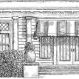 Pen and ink drawing of Monmouth Beach Club