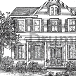 Pen and ink drawing of a local house